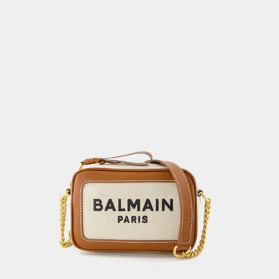 Balmain B-army Camera Case Crossbody -  - Canvas - White/brown