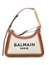 BALMAIN B-ARMY CANVAS AND LEATHER SHOULDER BAG