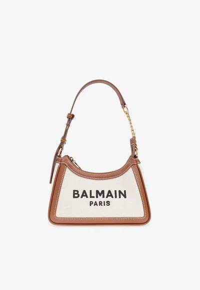 Balmain B-army Canvas And Leather Shoulder Bag In White