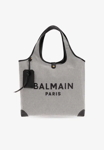 Balmain B-army Canvas Top Handle Bag In Gray