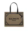 Balmain B-army 42 Canvas Tote Bag With Leather Details In Brown