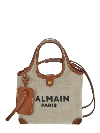 Balmain B-army Grocery Bag In Bianco
