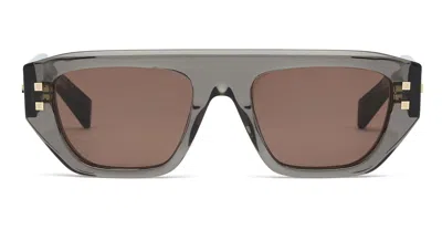 Balmain B-army Ii - Crystal Grey / 12k Gold Sunglasses In Crystal, Gold