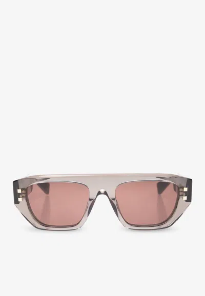 Balmain B-army Ii Rectangular Sunglasses In Gray