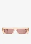 Balmain B-army Iii Rectangular Sunglasses In Brown