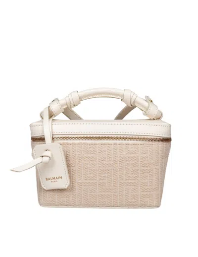 Balmain B-army Jacquard Canvas Pouch, Natural Color In Neutral
