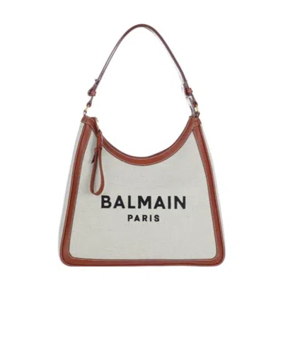 Balmain B-army Leather Tote Bag In White