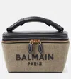 Balmain B-army Leather-trimmed Canvas Shoulder Bag In Green