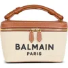 Balmain B-army Logo Canvas & Leather Vanity Case Bag