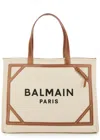 Balmain B-army 42 Canvas Tote Bag With Leather Details In Natural