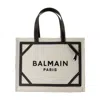 Balmain B-army Medium Shopper Tote Bag In Raffia And Leather
