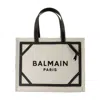 Balmain B-army Medium Shopper Tote Bag In Raffia And Leather