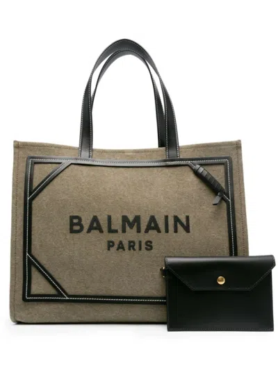 Balmain B-army Medium Shopper Bag In Green