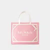 Balmain Medium B-army Logo Canvas Shopper Tote In Pink