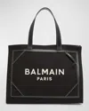 Balmain B-army 42 Canvas Tote Bag In Ivoire/noir