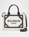 Balmain B-army Medium Shopper Tote Bag In Raffia And Leather In Gte Naturelnoir