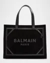 Balmain B Army Medium Shopper Tote Bag In Suede In 0pa Noir