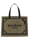 Balmain B-army 42 Canvas Tote Bag With Leather Details In Green