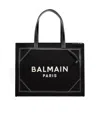 Balmain B-army Medium Shopper In Black And White Canvas And Leather In Black