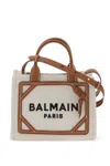Balmain Mini Canvas And Leather Tote Bag With Adjustable Strap In Multicolor