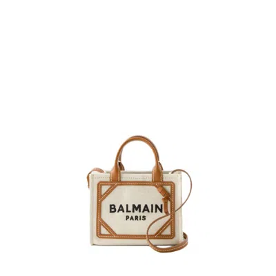 Balmain B-army Mini Shopper Bag - Canvas - Beige In Grey