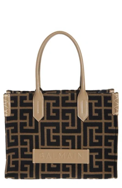 Balmain B-army 36 Mini Shopper Bag In Light Brown