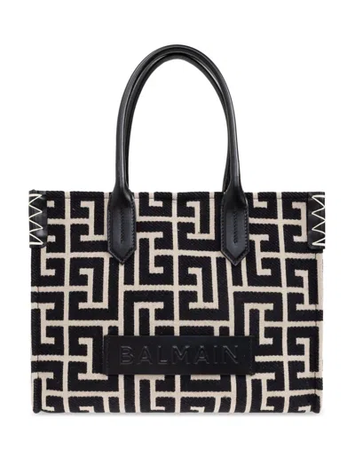 Balmain B-army Monogram Tote Bag In Black