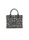 Balmain B-army Monogrammed Jacquard And Leather Tote Bag In Black