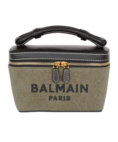 Balmain B-army Panelled Makeup Bag In Black