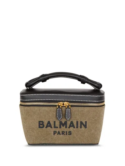 Balmain B-army Panelled Makeup Bag In Green