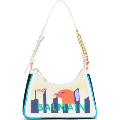 Balmain B-army Postcard Canvas & Leather Shoulder Bag In Aaa Multi