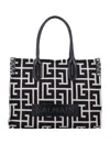 Balmain B-army Shopper 36 Bag In Pb Labyrinth Jacquard In Black/ivory