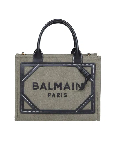 Balmain Kids'  B-army Shopper Bag In Canvas With Logo In Gray