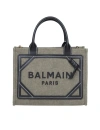 Balmain Small B-army Shopper In Canvas With Logo In Neutrals