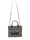 Balmain B-army Monogrammed Jacquard And Leather Tote Bag In White