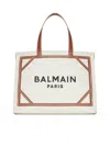 Balmain B-army Mini Canvas Shopping Bag With Leather Inserts In Beige