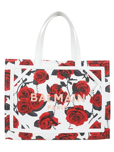 Balmain B-army Shopper Medium-canvas,rose Pr&log In Gbs Blanc Noir Rouge