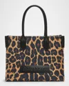 Balmain B-army Shopper Shoulder Bag In Leopard-print Canvas In Multi