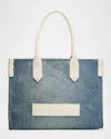 Balmain B-army Shopper Tote Bag In Faded Denim