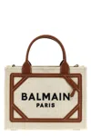 Balmain Mini Canvas And Leather Tote Bag With Adjustable Strap
