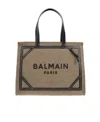 Balmain B-army 42 Canvas Tote Bag With Leather Details In Gray