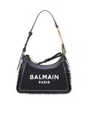 Balmain B-army Handbag In Monogrammed Canvas And Leather In Nero