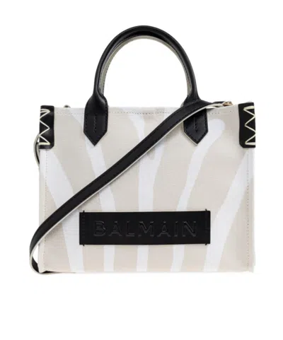 BALMAIN BALMAIN B-ARMY ZEBRA SMALL TOP HANDLE BAG