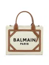 Balmain Mini Canvas And Leather Tote Bag With Adjustable Strap