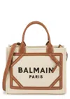 Balmain Logo Printed Top Handle Bag In Natural