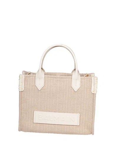 Balmain B-army Small Jacquard Canvas Tote In Sand