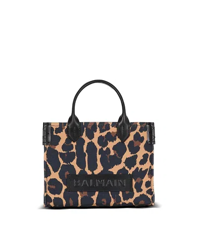 Balmain B-army Small Leopard Print Canvas Tote Bag
