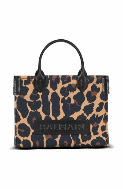 Balmain B-army Small Leopard Print Canvas Tote Bag