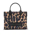 Balmain B-army Small Leopard Print Canvas Tote Bag In Brown