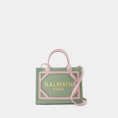 BALMAIN B-ARMY SMALL SHOPPER BAG - BALMAIN - CANVAS - GREEN/PINK/YELLOW